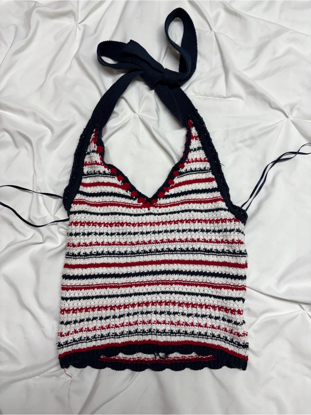 Crochet crop top xs like new red white and blue